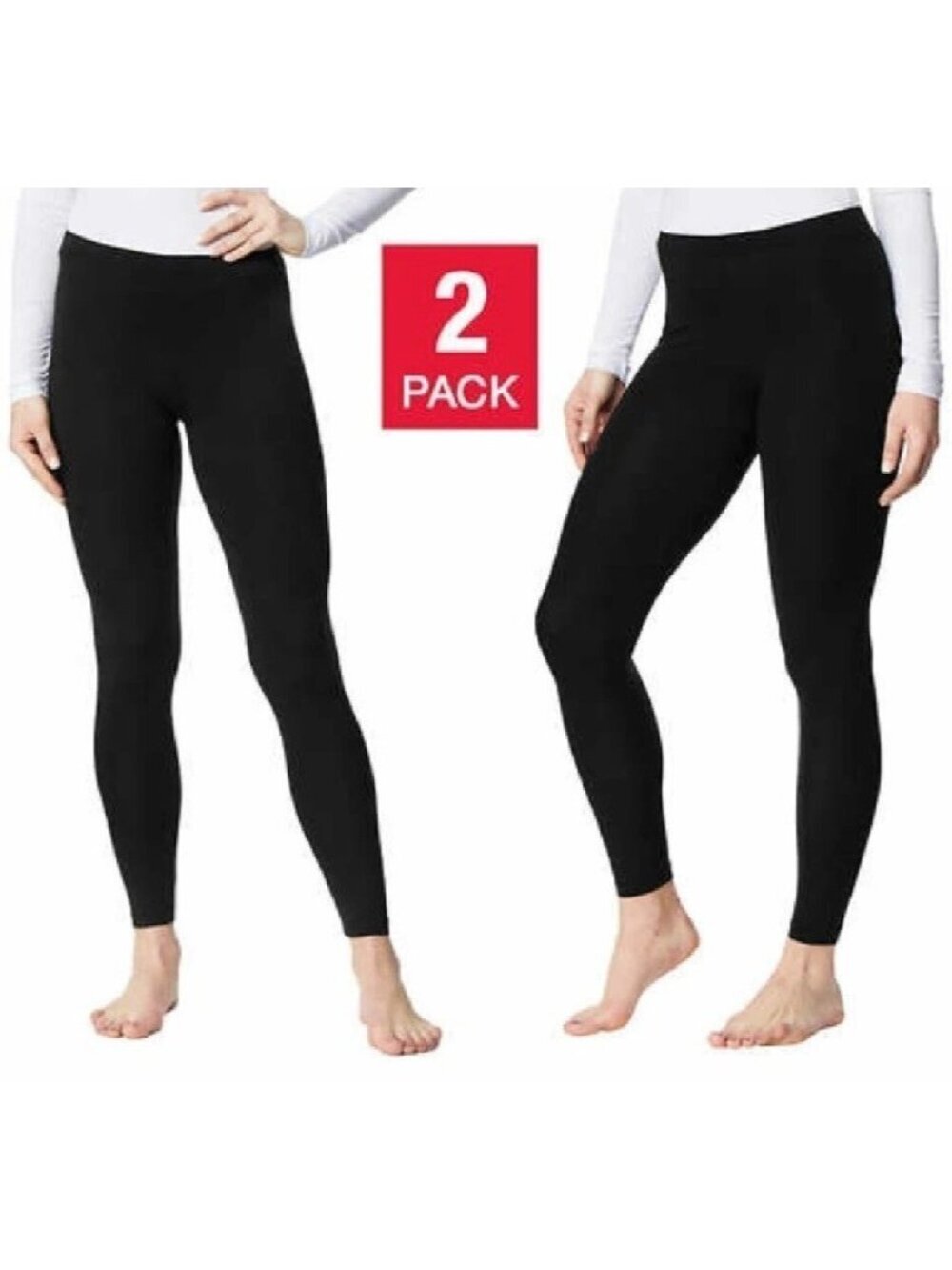 NWT 32 Degrees Women's L Base Layer Pants 2-Pack Black Warm Stretch B1636